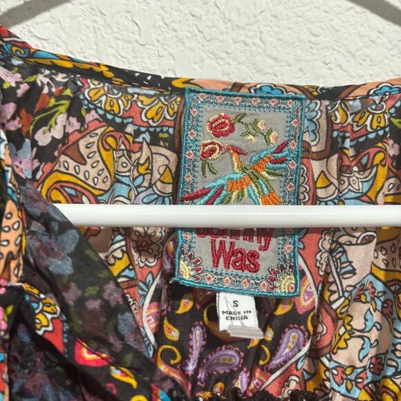 Johnny Was Multi Mandala Margot Paisley Floral Print Bell Sleeve Blouse S (FLAW) - Picture 3 of 8